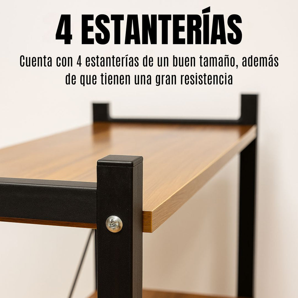 Escritorio con Estanterías de Madera