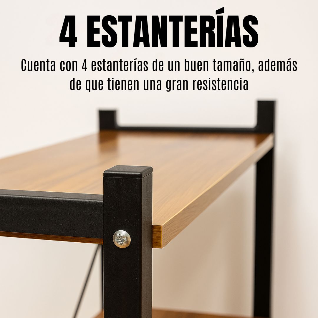 Escritorio con Estanterías de Madera