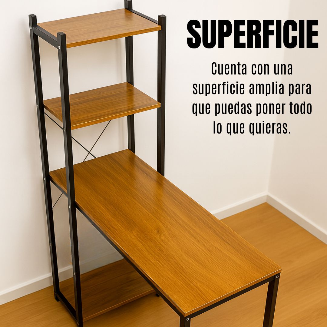 Escritorio con Estanterías de Madera