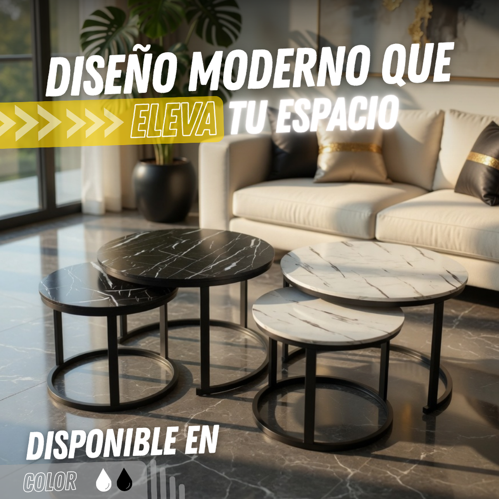 (Mesa Grande + Mesa Mediana) Estilo Mármol Prestige Collection x2
