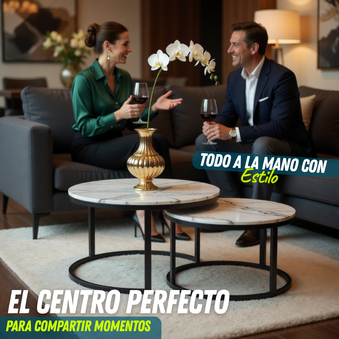 (Mesa Grande + Mesa Mediana) Estilo Mármol Prestige Collection x2