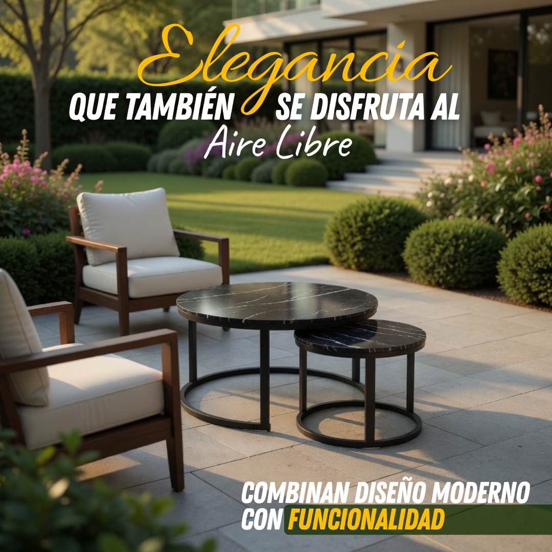 (Mesa Grande + Mesa Mediana) Estilo Mármol Prestige Collection x2