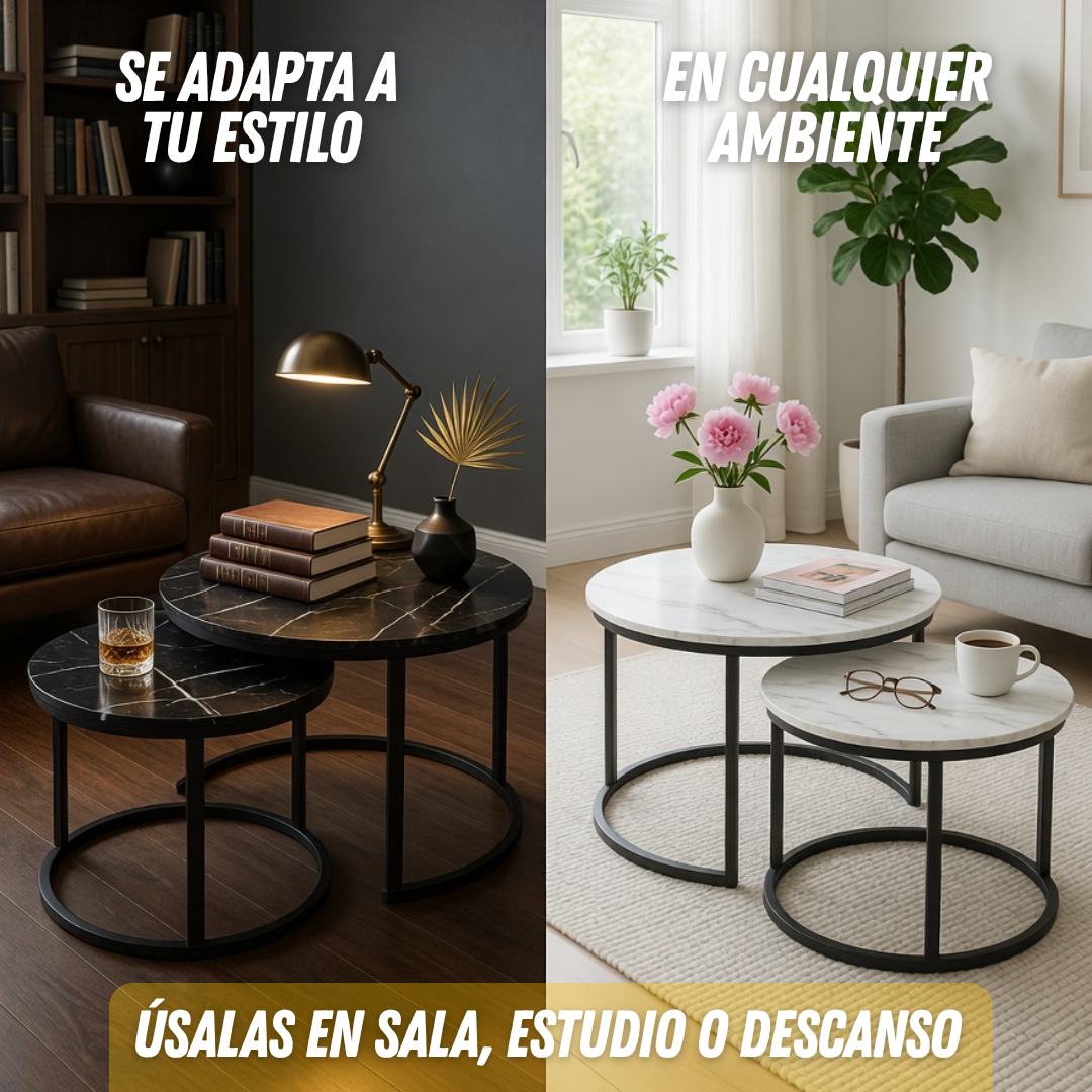 (Mesa Grande + Mesa Mediana) Estilo Mármol Prestige Collection x2