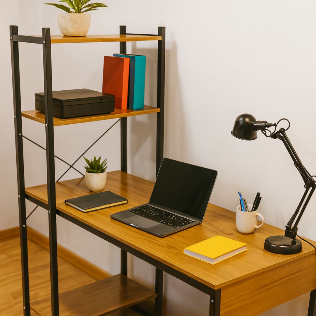 Escritorio con Estanterías de Madera