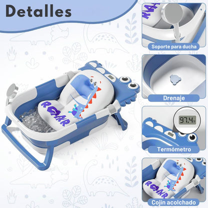Bañera con Termómetro y Cojín Plegable