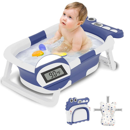 Bañera con Termómetro y Cojín Plegable