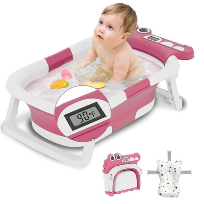 Bañera con Termómetro y Cojín Plegable