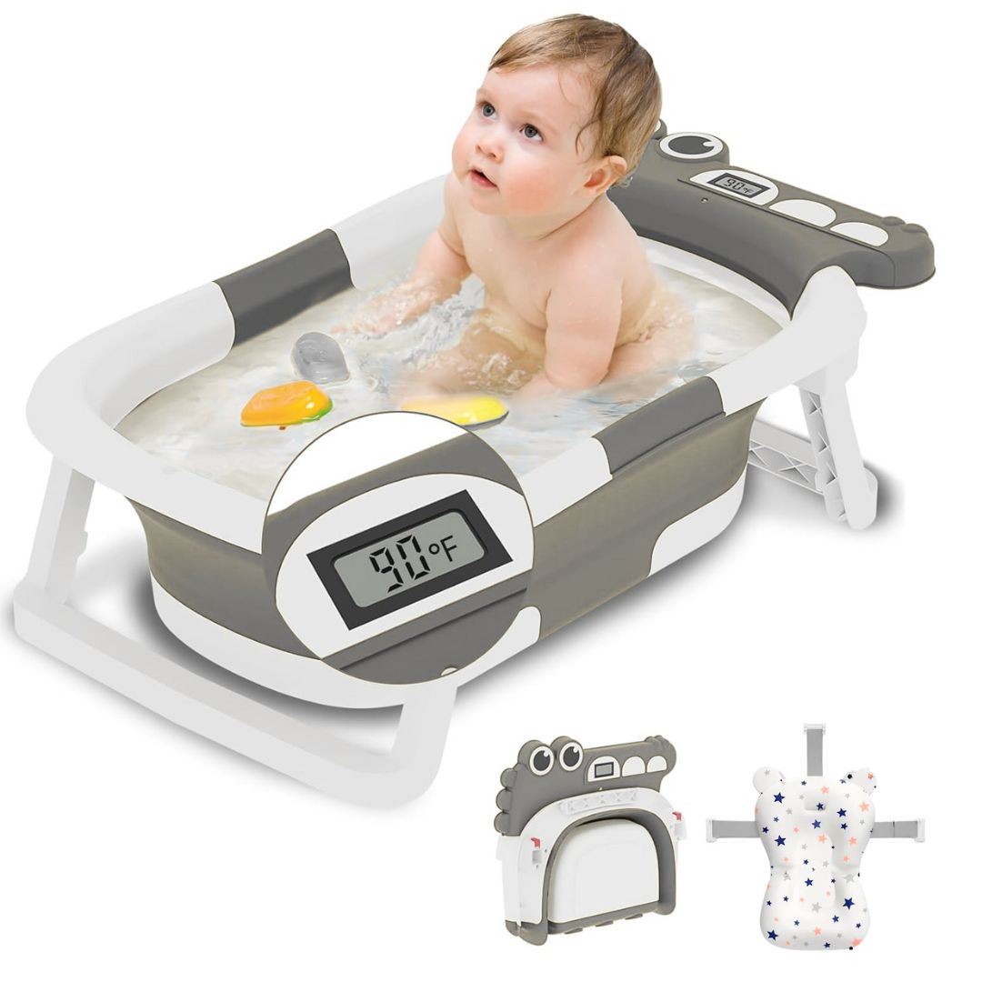 Bañera con Termómetro y Cojín Plegable