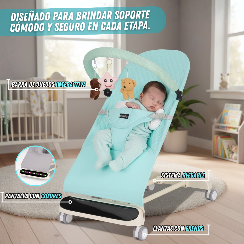 Mecedora Móvil Musical para Bebé 4 en 1 con Bluetooth