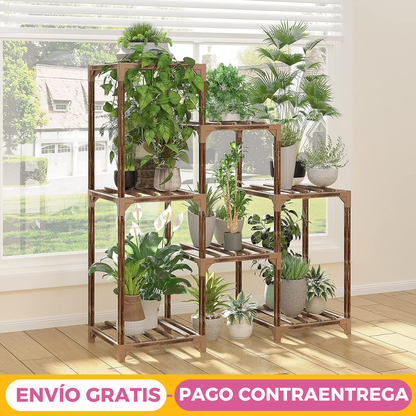 Soporte Para Plantas De Madera Con 7 Posiciones