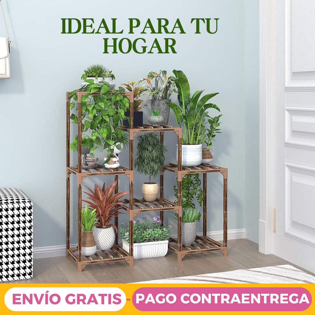 Soporte Para Plantas De Madera Con 7 Posiciones