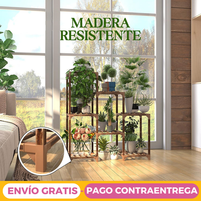 Soporte Para Plantas De Madera Con 7 Posiciones