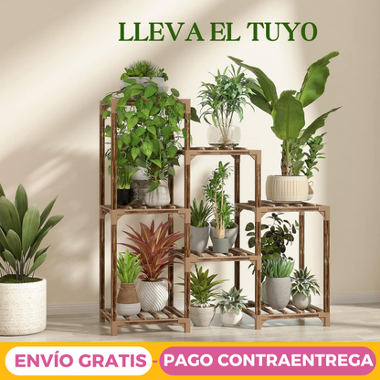 Soporte Para Plantas De Madera Con 7 Posiciones