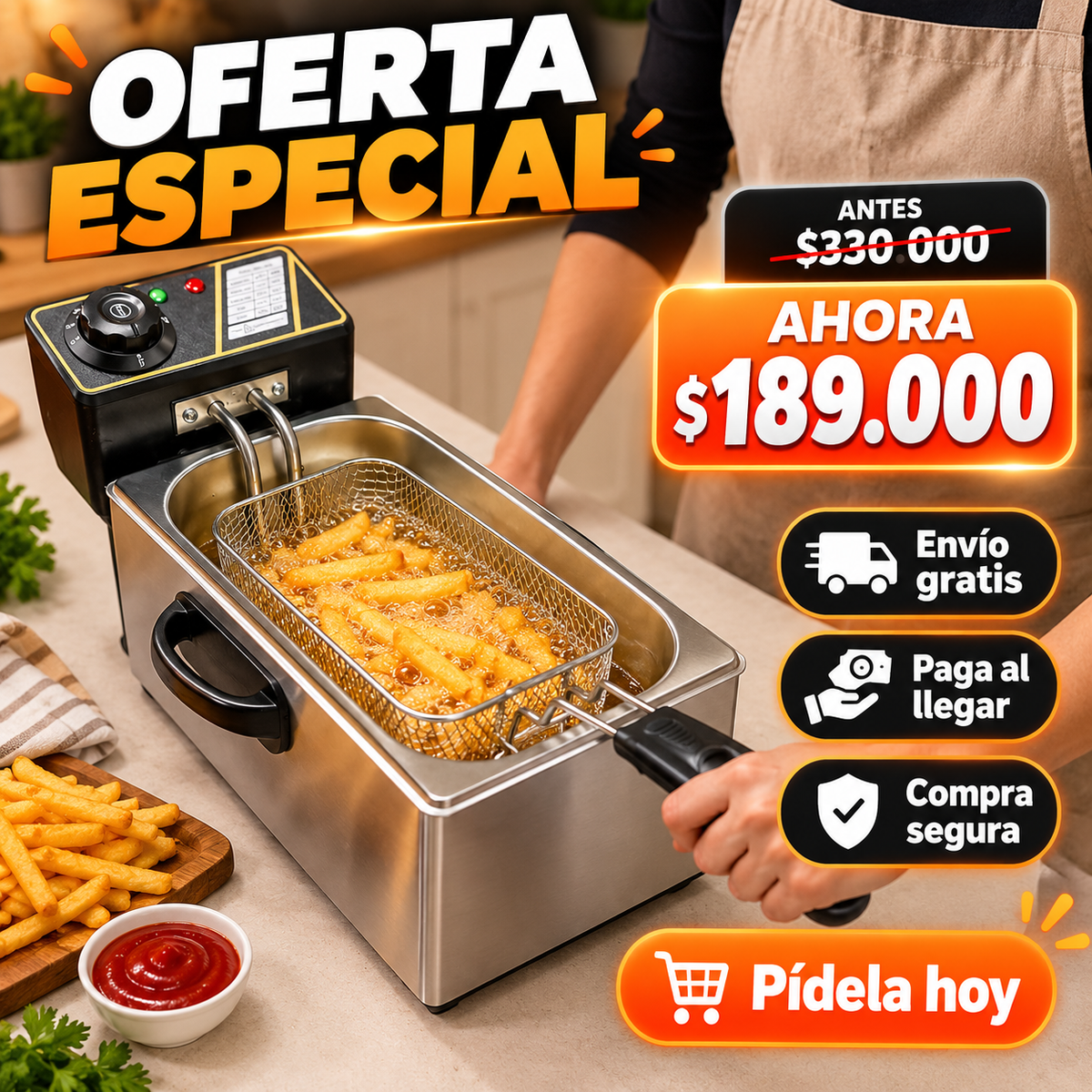 Freidora Eléctrica Profesional 3L –6L