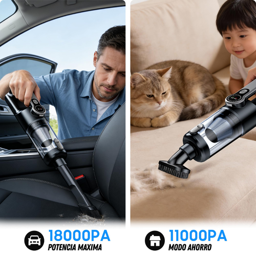 Aspiradora Portátil Recargable 5 en 1 18000PA para Carro y Hogar
