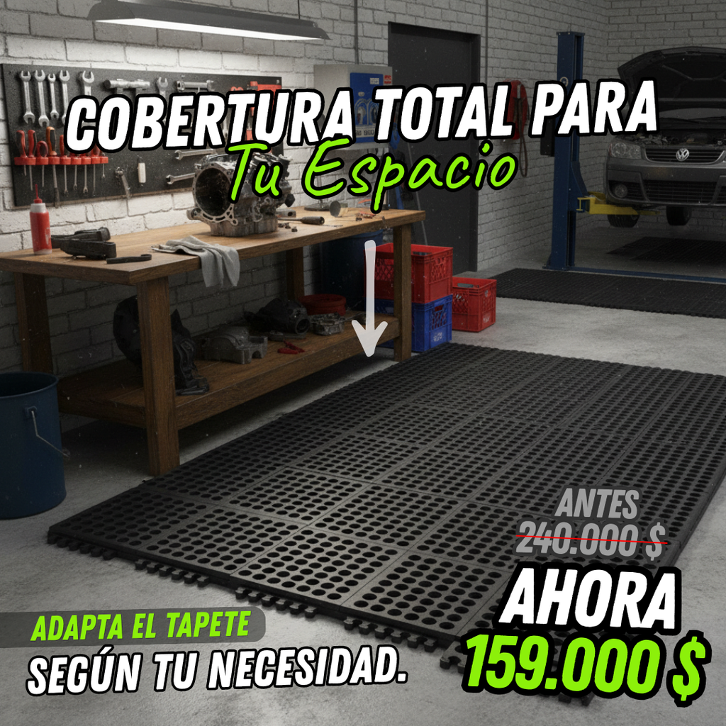 Tapete Antifatiga Unimat Profesional 🦶 | Caucho Nitrilo Antideslizante y Resistente 91 x 91 cm