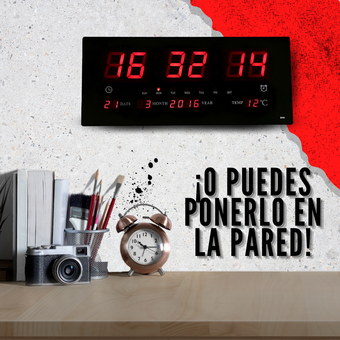 Reloj De Pared o Mesa Digital Con Alarma Y Calendario