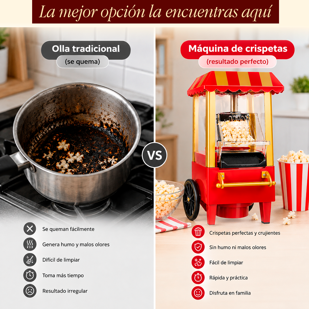 Crispetera Eléctrica Retro – Palomitas Tipo Cine en Casa