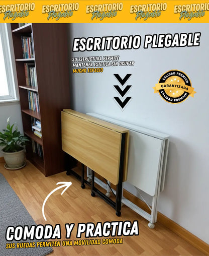 Escritorio Móvil Plegable Madera & Metal PREMIUM