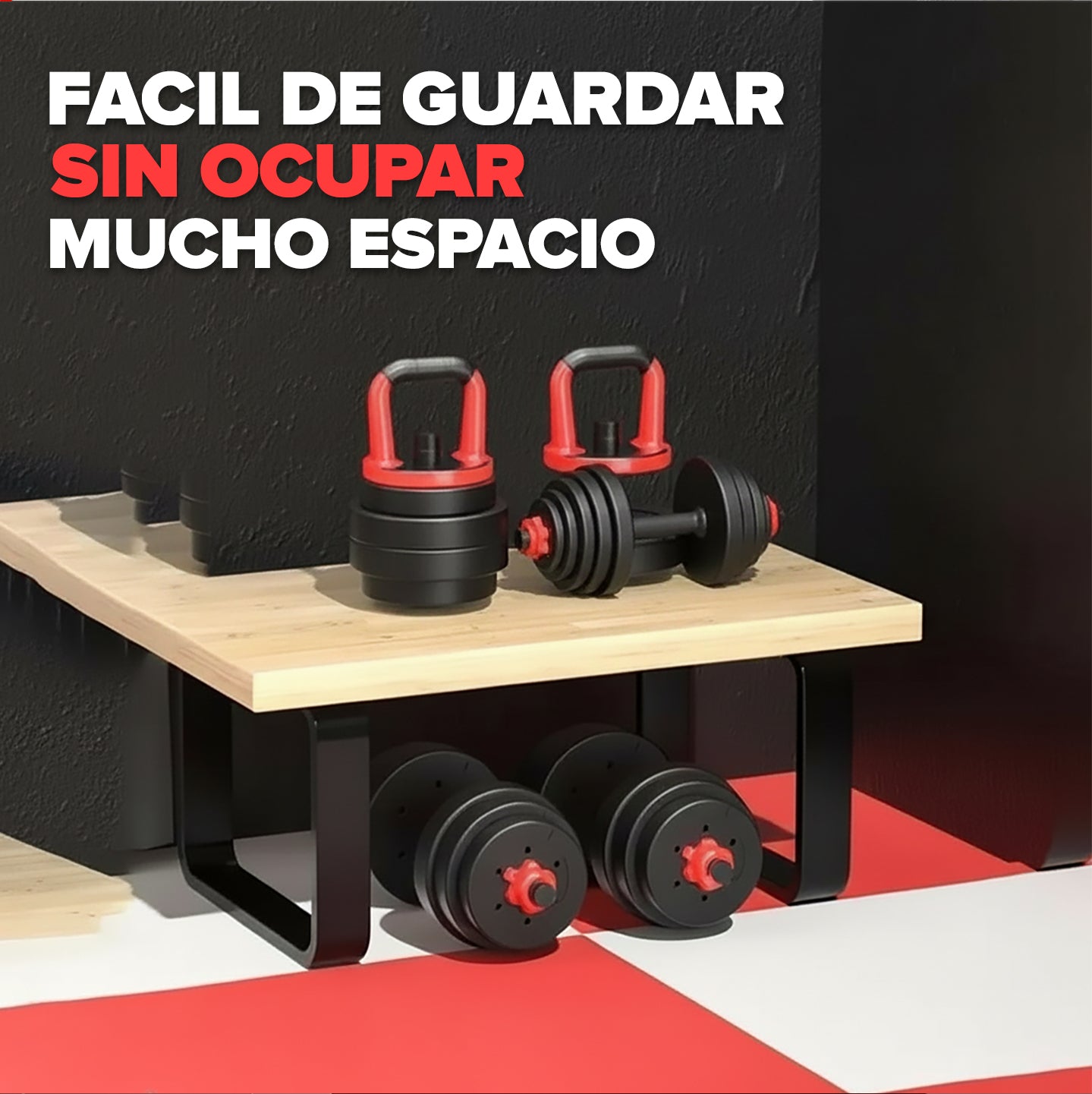 Pesas Mancuerna 20kg Set Convertible A Barra Y Pesa Rusa