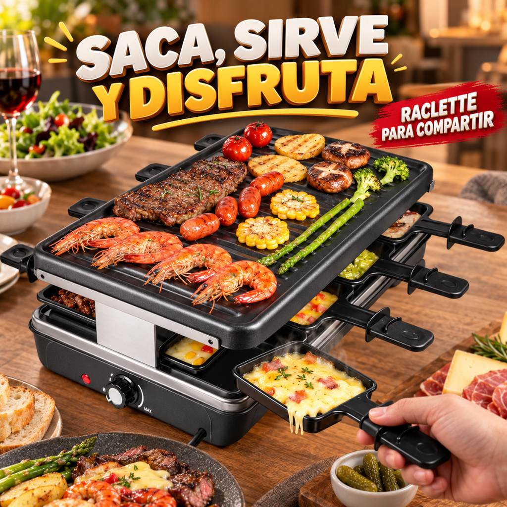 Parrilla Eléctrica de Contacto de 1500W con Pantalla Táctil Digital, Control de Temperatur