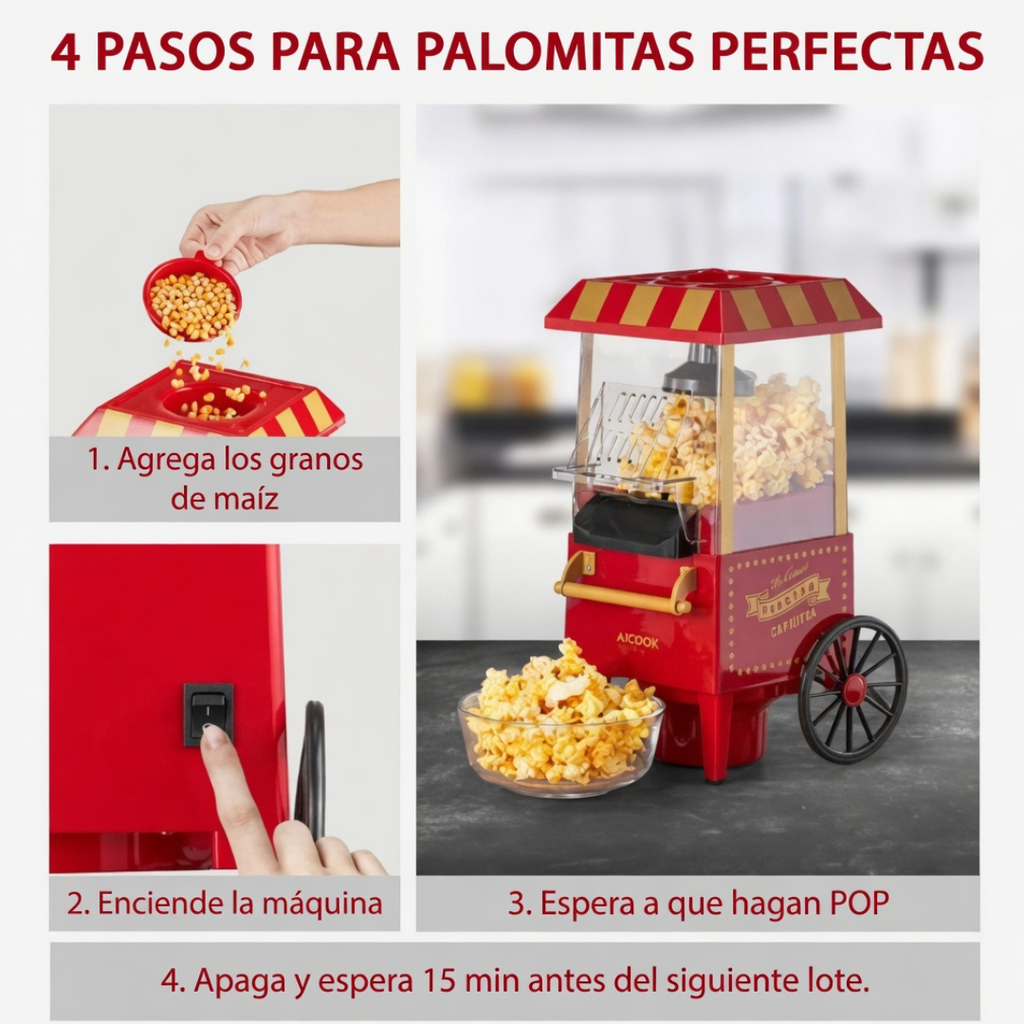 Crispetera Eléctrica Retro – Palomitas Tipo Cine en Casa