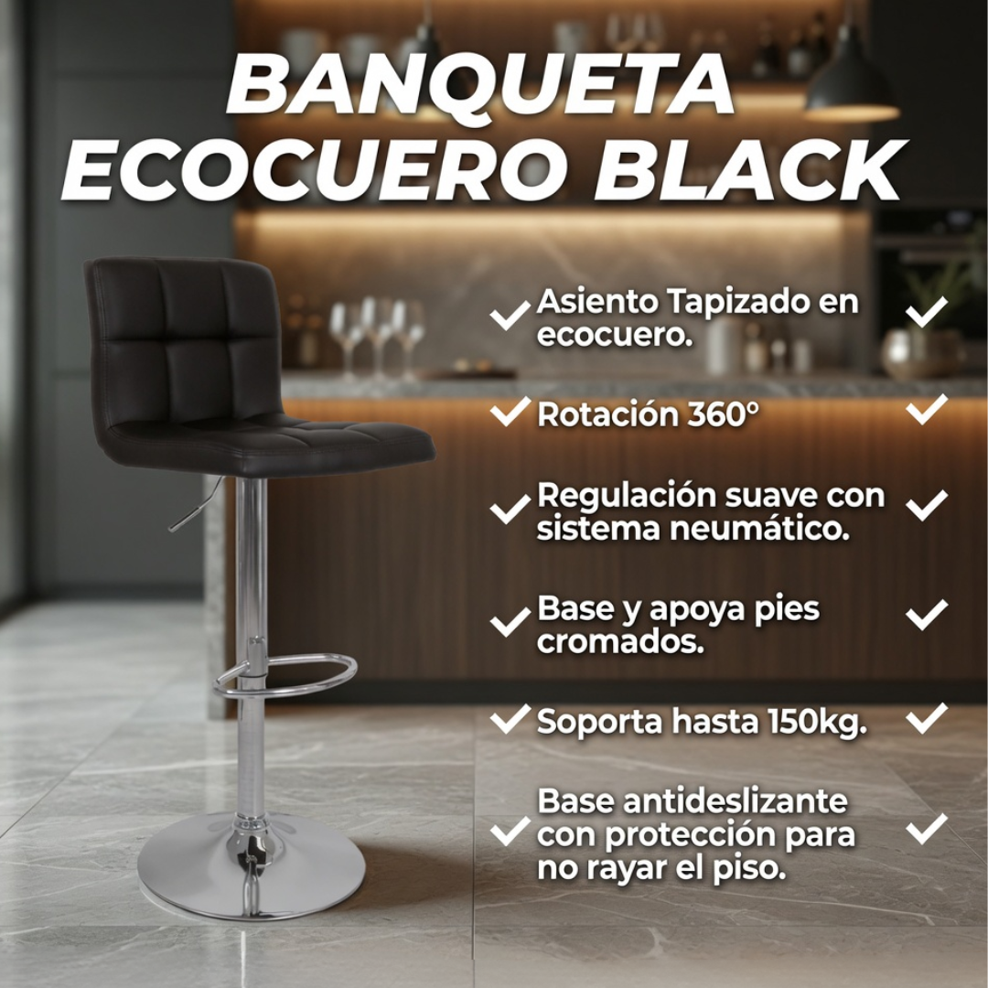 Silla Tipo Bar Giratoria 360° con Sistema Neumático