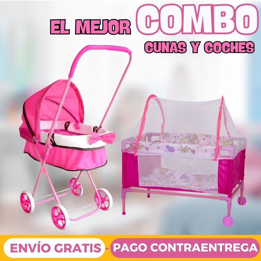 COMBO Cochecito con Cuna de Juguete, lleva gratis cuaderno de pinturita mágico