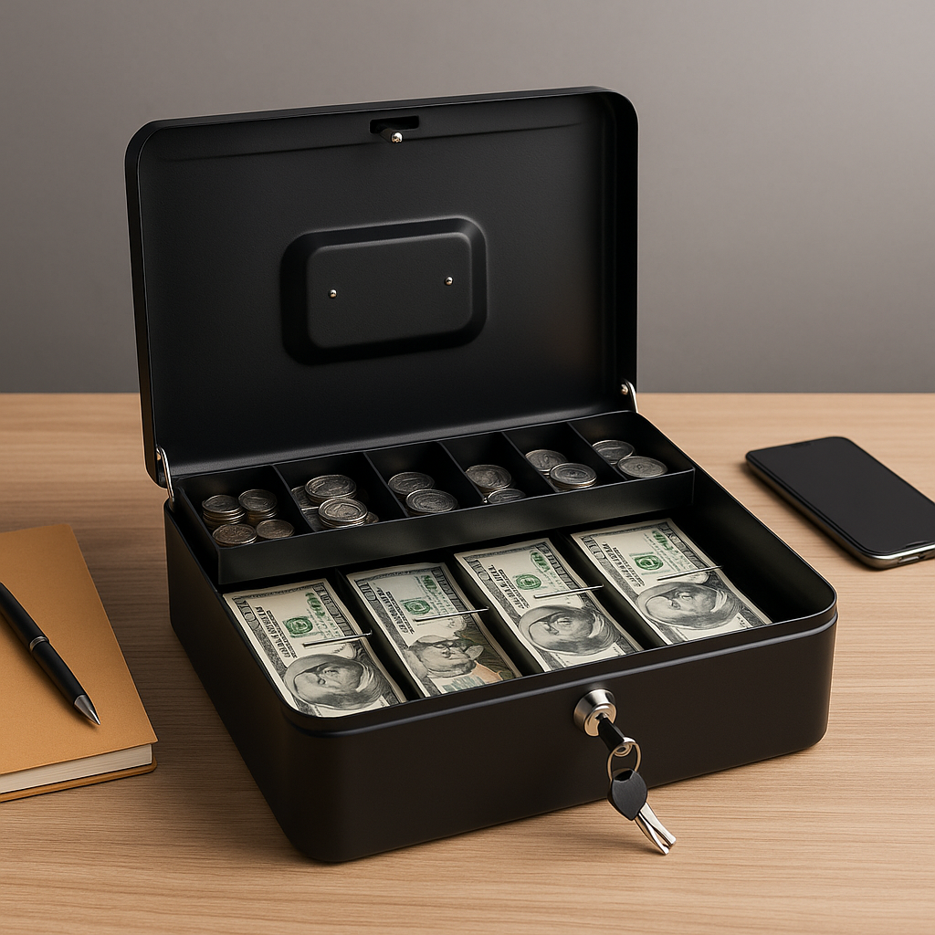 Caja de almacenamiento de efectivo con cerradura