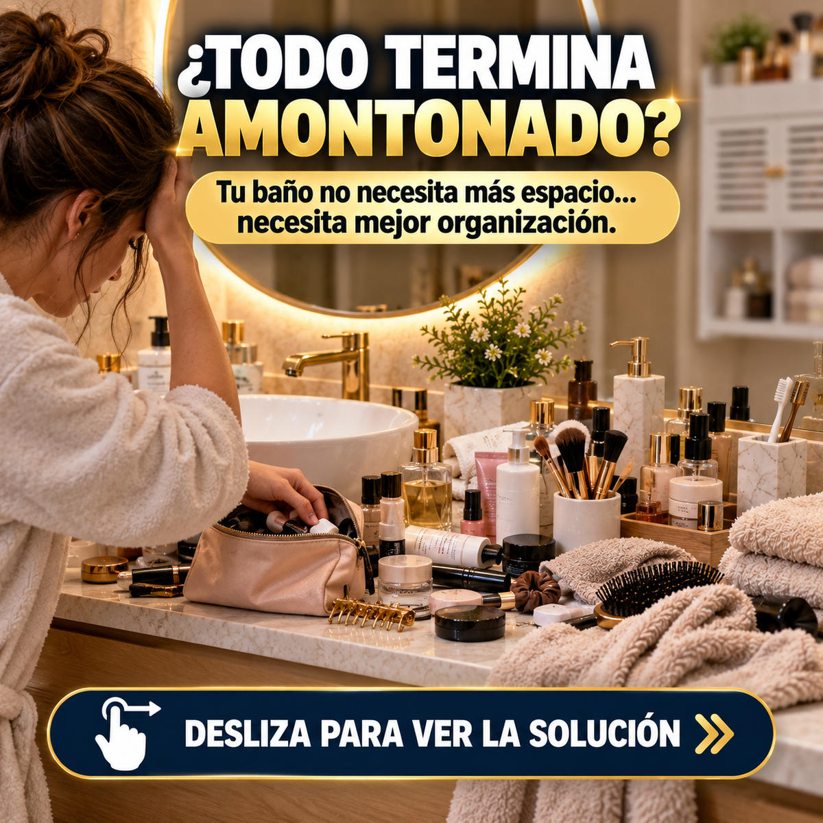 Gabinete Organizador Premium para Baño Con Repisas y Compartimento Cerrado