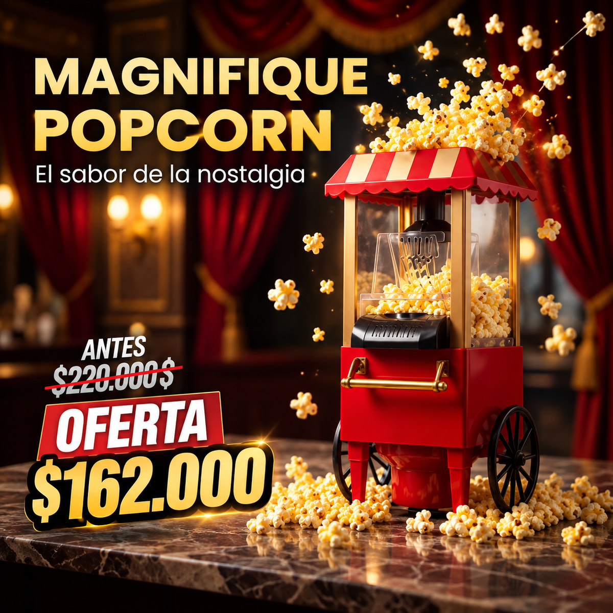 Crispetera Eléctrica Retro – Palomitas Tipo Cine en Casa
