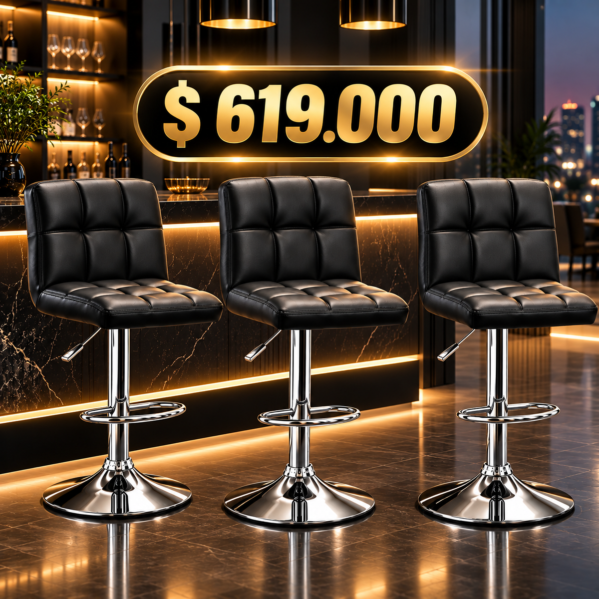 Silla Tipo Bar Giratoria 360° con Sistema Neumático