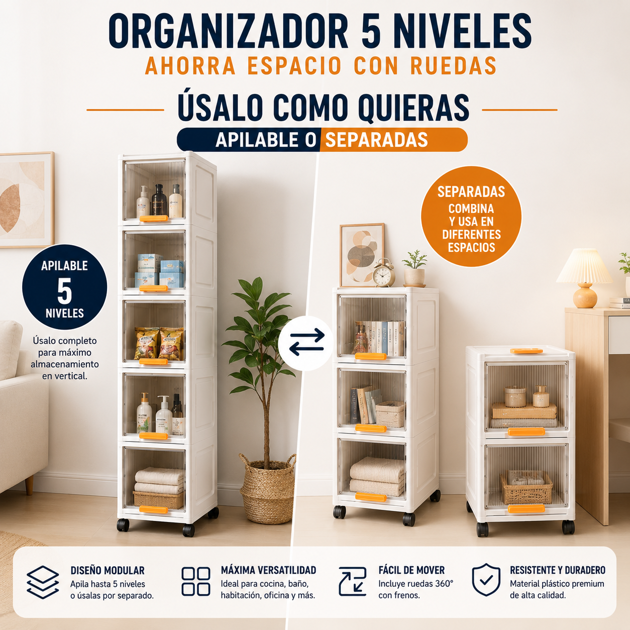 Organizador 5 Niveles – Ahorra Espacio con Ruedas