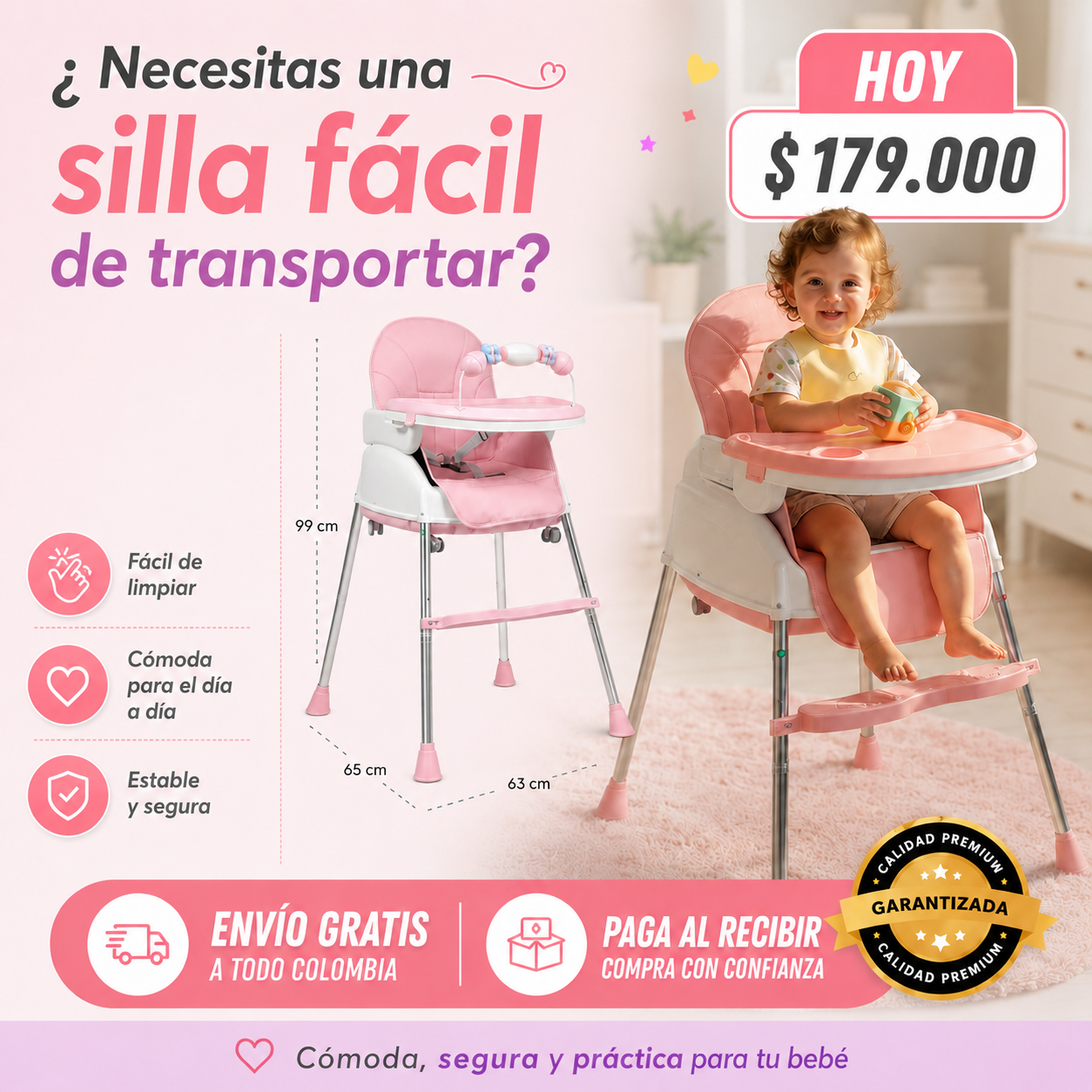 👶✨ La silla que crece con tu bebé y cuida tu espalda 4 etapas 🩷💙
