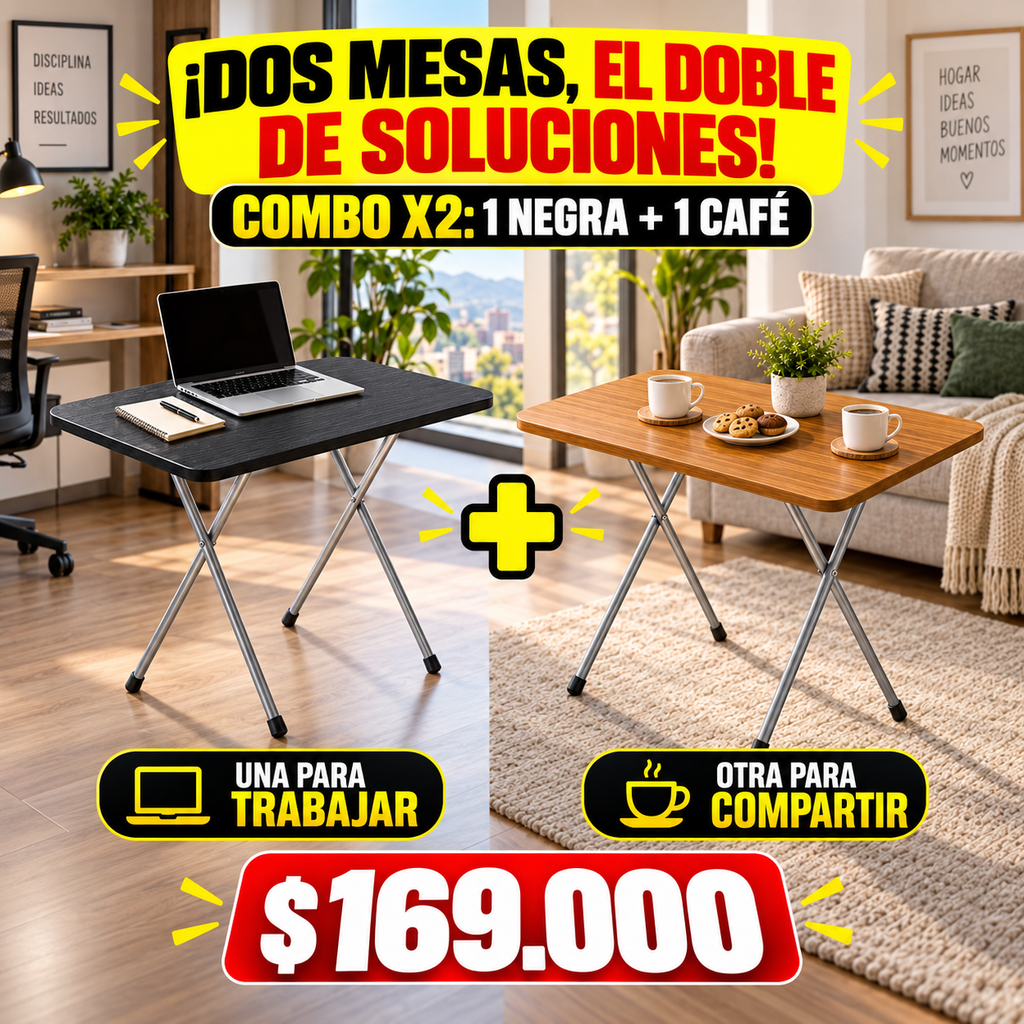 Mesas Plegable Multifuncional Combo X 2  Mixto y utilizalas como quieras.
