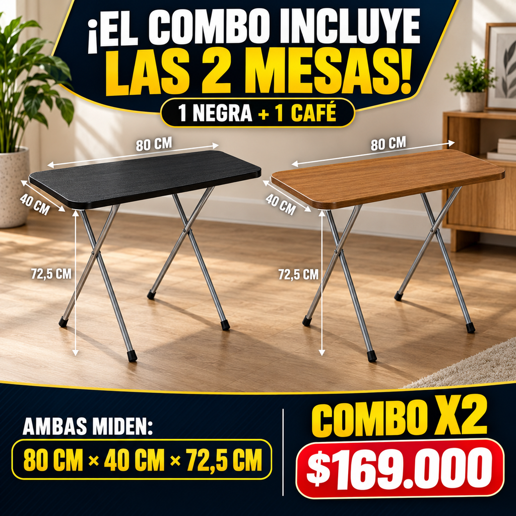 Mesas Plegable Multifuncional Combo X 2  Mixto y utilizalas como quieras.