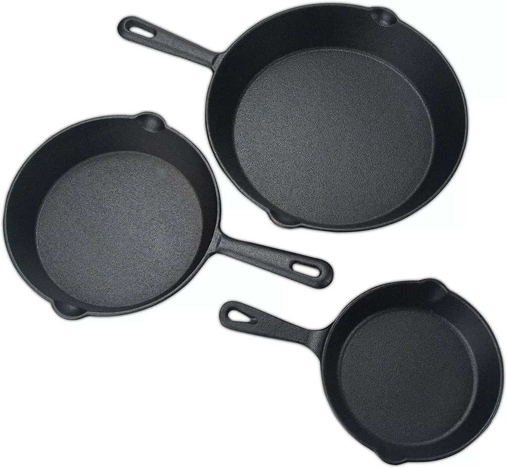 Juego De Sartenes, Hierro Fundido, X 3 Piezas (Grande, mediano y pequeño)