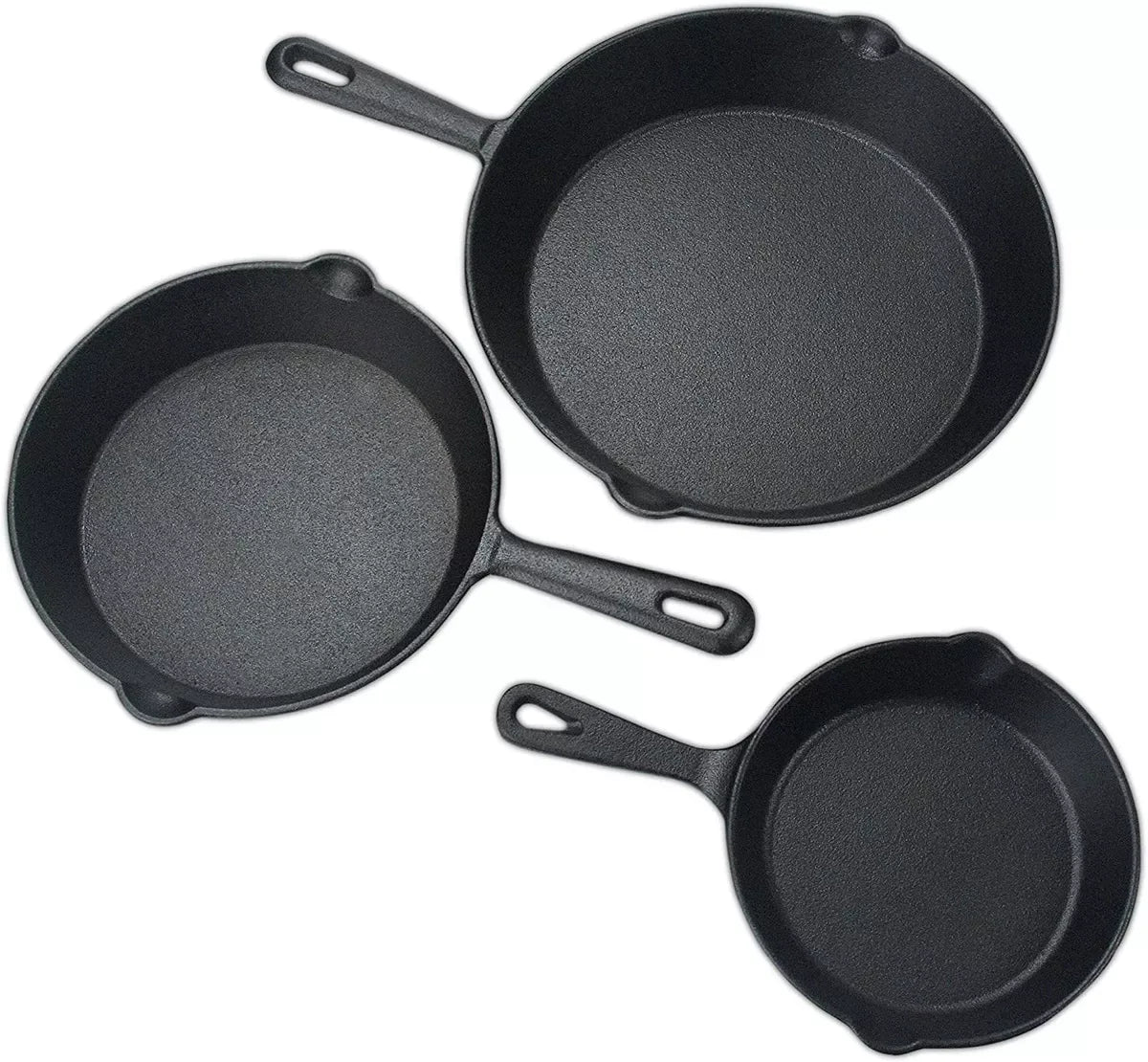 Juego De Sartenes, Hierro Fundido, X 3 Piezas (Grande, mediano y pequeño)