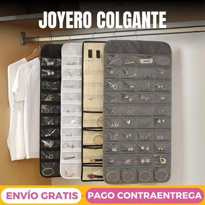 Joyero Colgante Con 80 Compartimentos Doble Cara