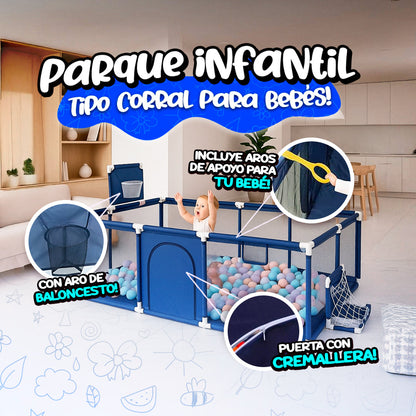 Parque Infantil Tipo Corral De Malla Para Bebés+ 100 Pelotas