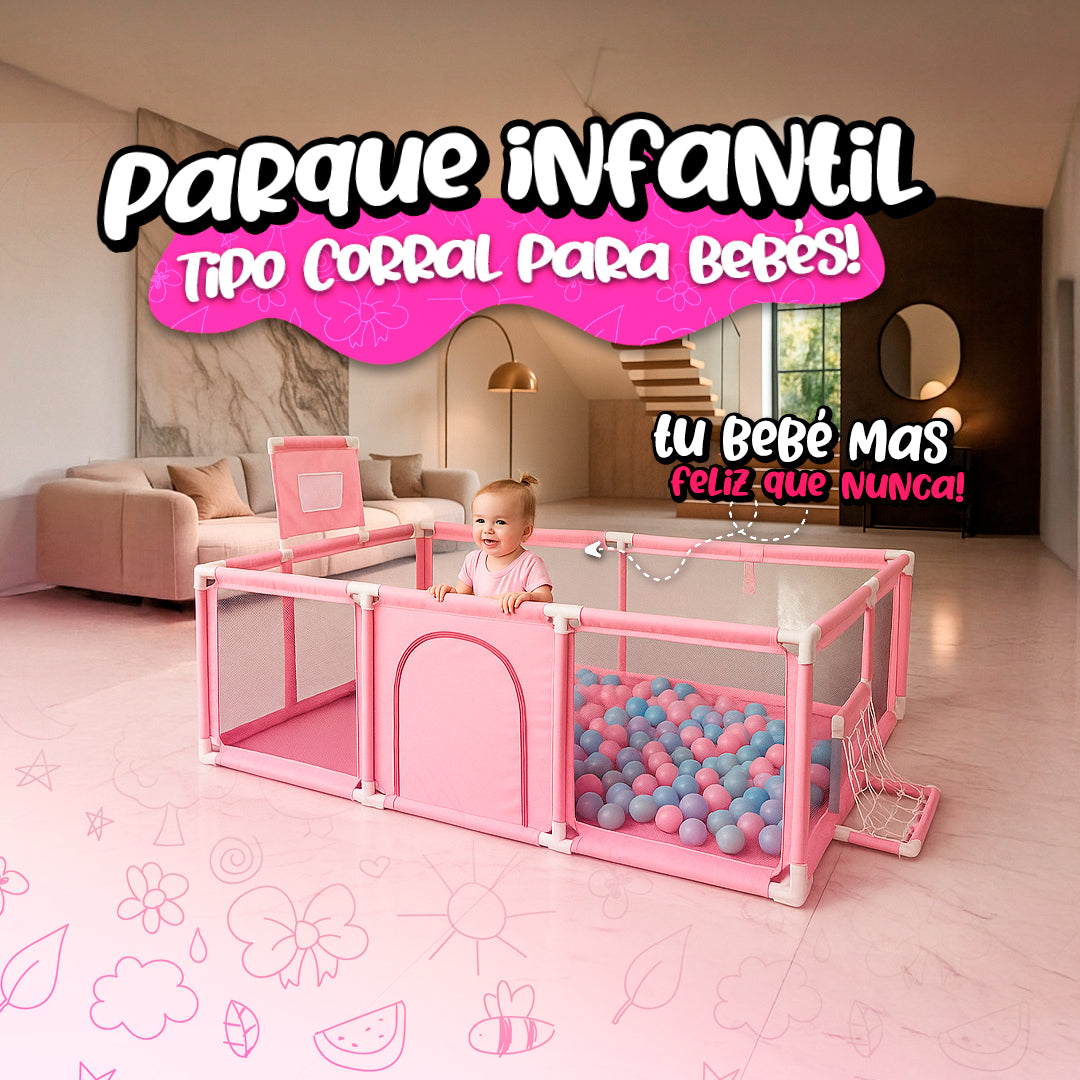 Parque Infantil Tipo Corral De Malla Para Bebés+ 100 Pelotas