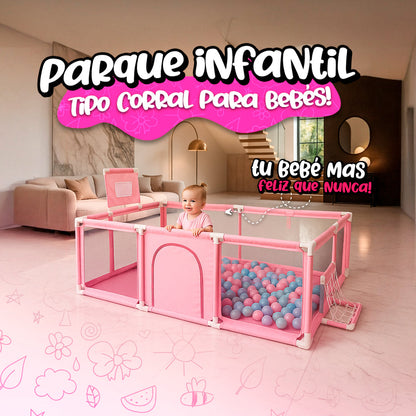 Parque Infantil Tipo Corral De Malla Para Bebés+ 100 Pelotas