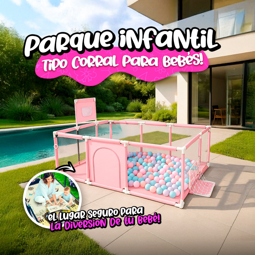 Parque Infantil Tipo Corral De Malla Para Bebés+ 100 Pelotas