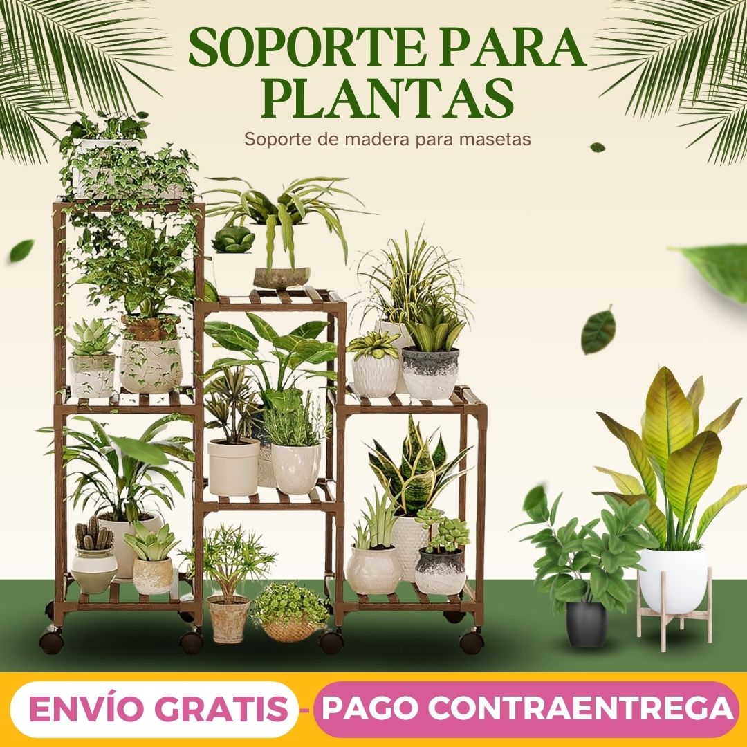 Soporte Para Plantas De Madera Con 7 Posiciones