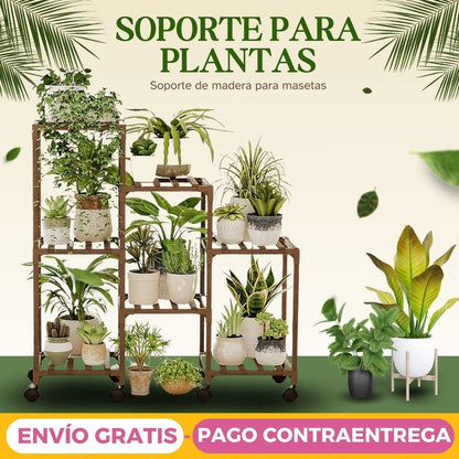 Soporte Para Plantas De Madera Con 7 Posiciones