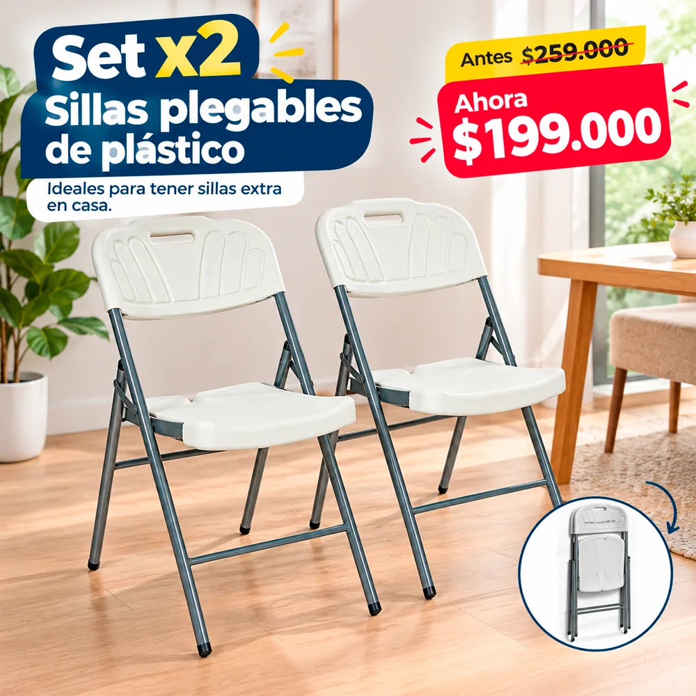 Combo x2 Sillas Plegables Resistentes – Ahorra Espacio