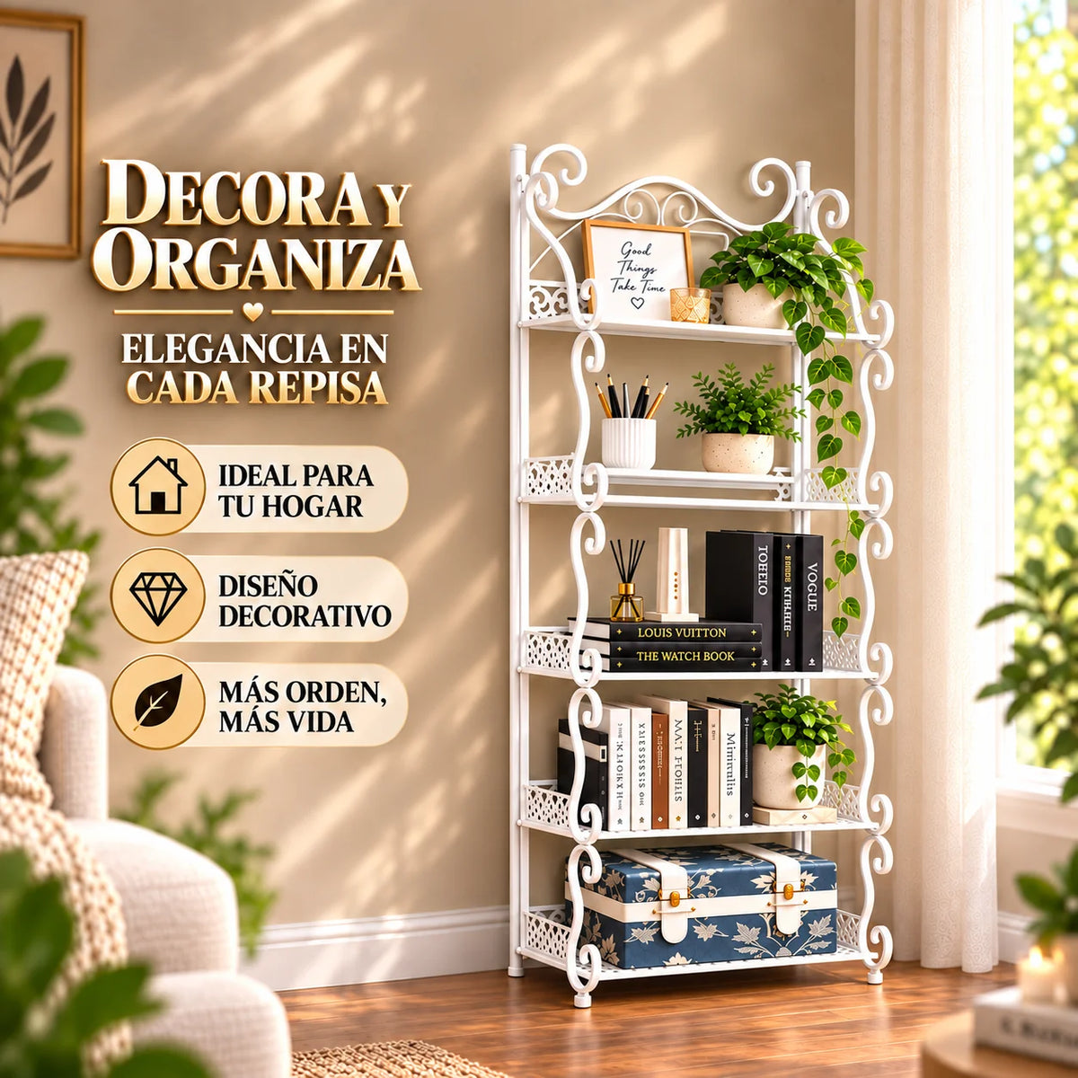 Estantería Plegable Decorativa 5 Niveles Multiuso