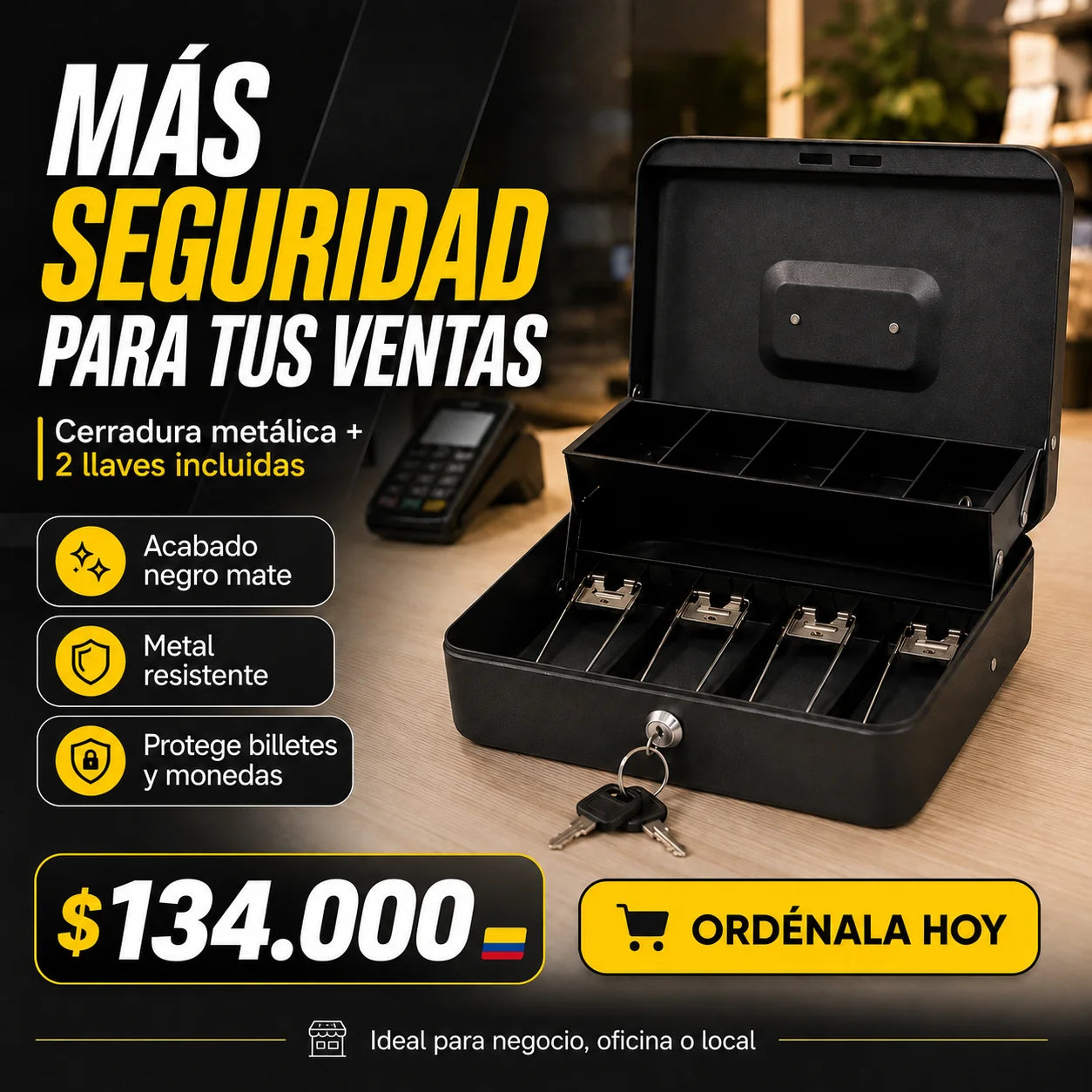 Caja de almacenamiento de efectivo con cerradura
