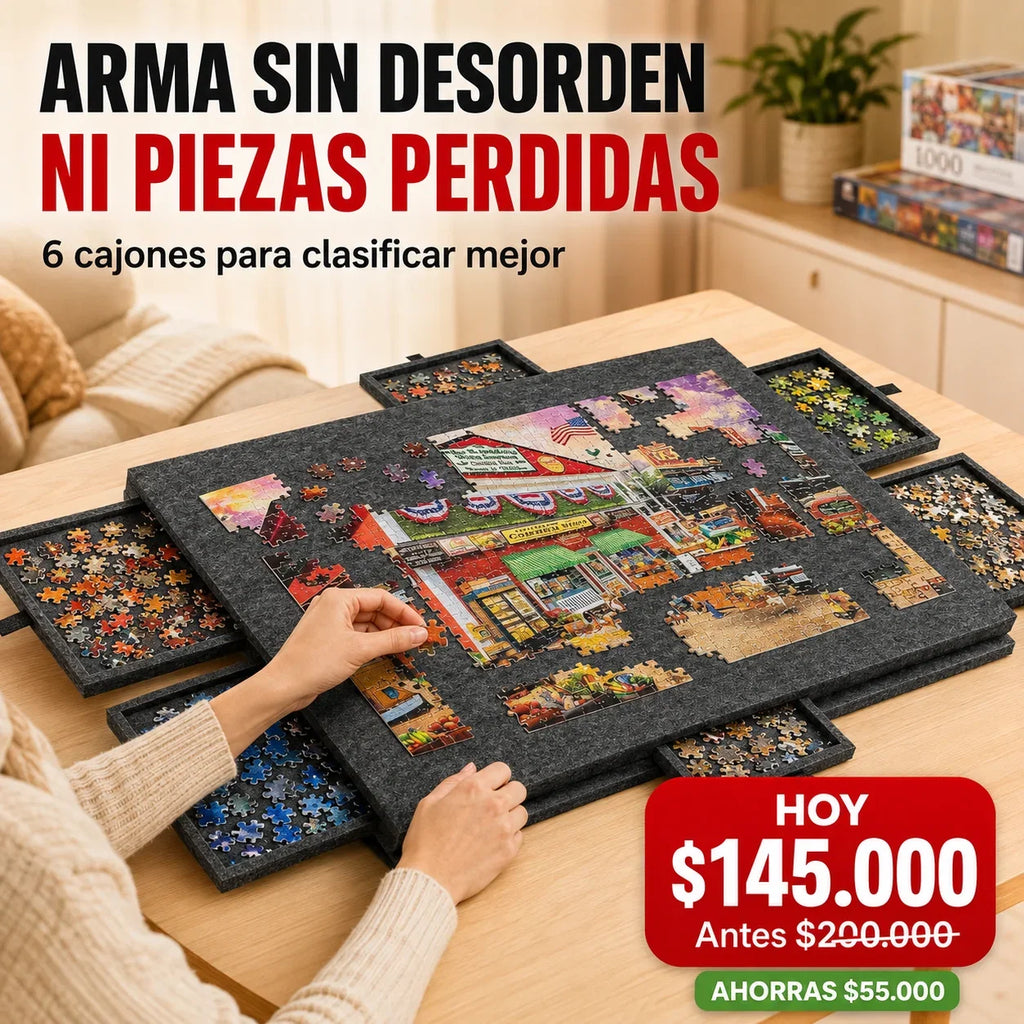 Mesa Organizadora para Rompecabezas 2 en 1 con 6 Cajones