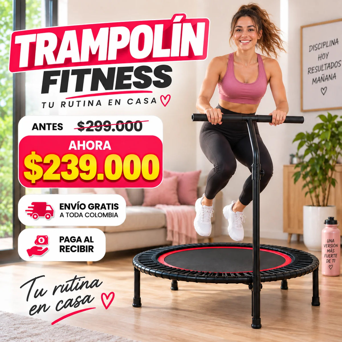 Trampolín de ejercicio con Barra Estabilizadora